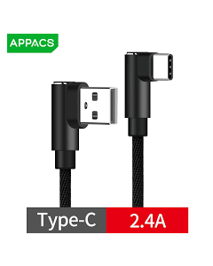 Type-C Cable with 90 Angle Head 1M - Black